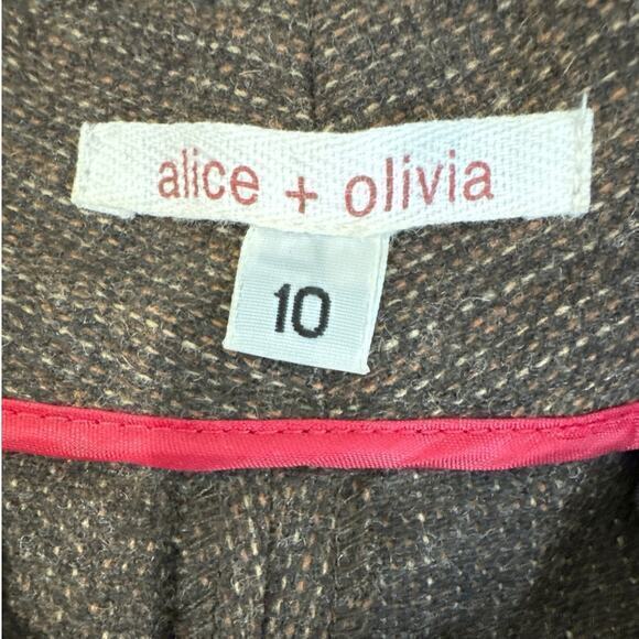 Vintage Y2K Alice + Olivia Brown Striped Wool Blend Wide Leg Pants - 10 - Picture 5 of 8